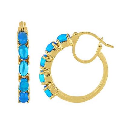 BUY REAL BLUE ETHIOPIAN OPAL GEMSTONE EARRINGS IN STERLING SILVER